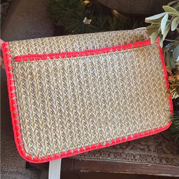 Authentic KATE SPADE Stiched/straw/leather TWIST LOCK Shoulder/ Crossbody Bag - Picture 6 of 16